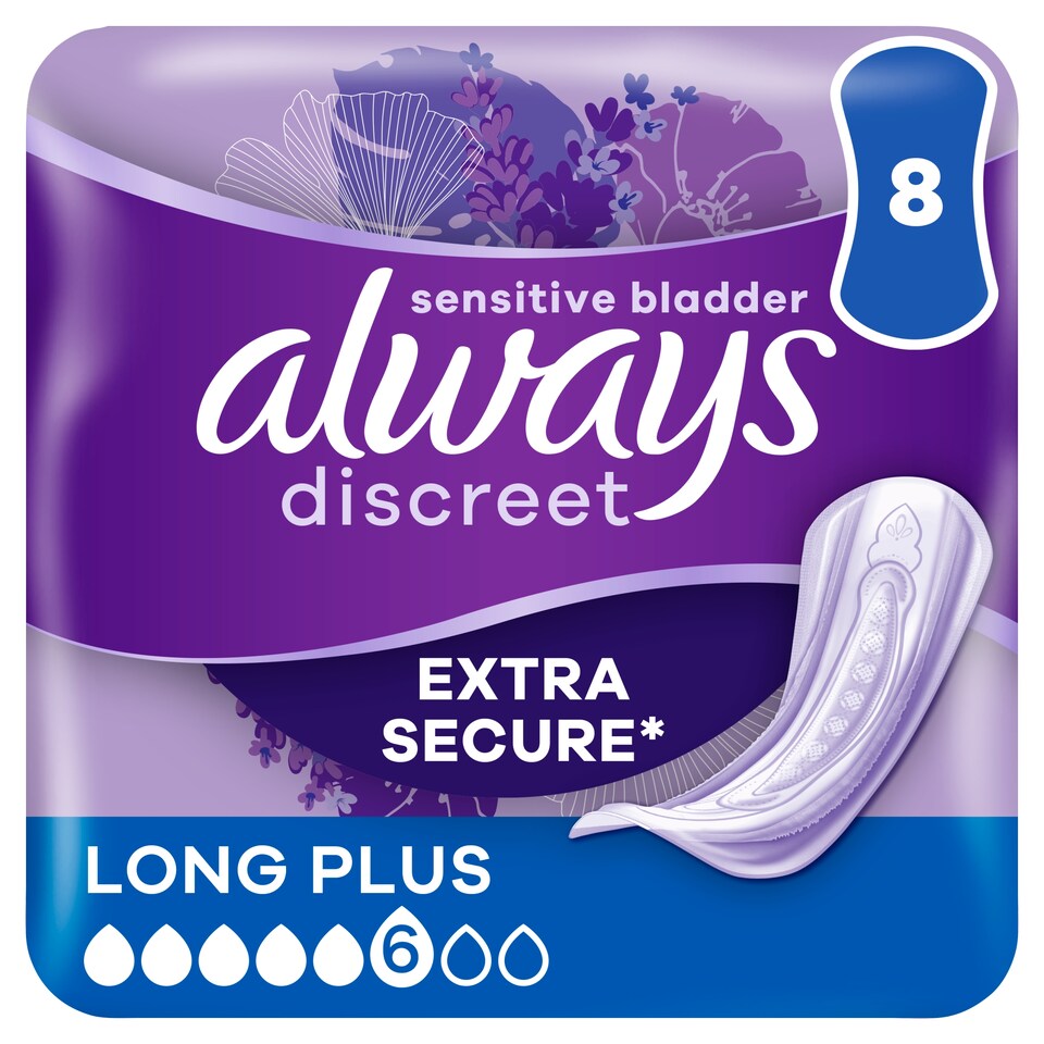 image 1 of Always Discreet Long Plus Incontinence Pads 8 Pack
