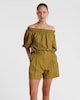 image 2 of The F&F Edit Lyocell Blend Pleated Belted Co-ord Shorts in Olive