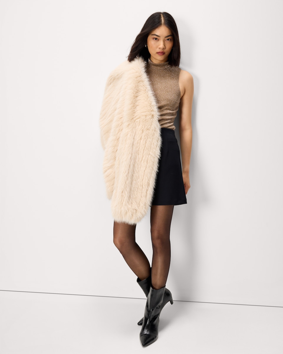 image 1 of F&F Glitter High Neck Vest in Neutral