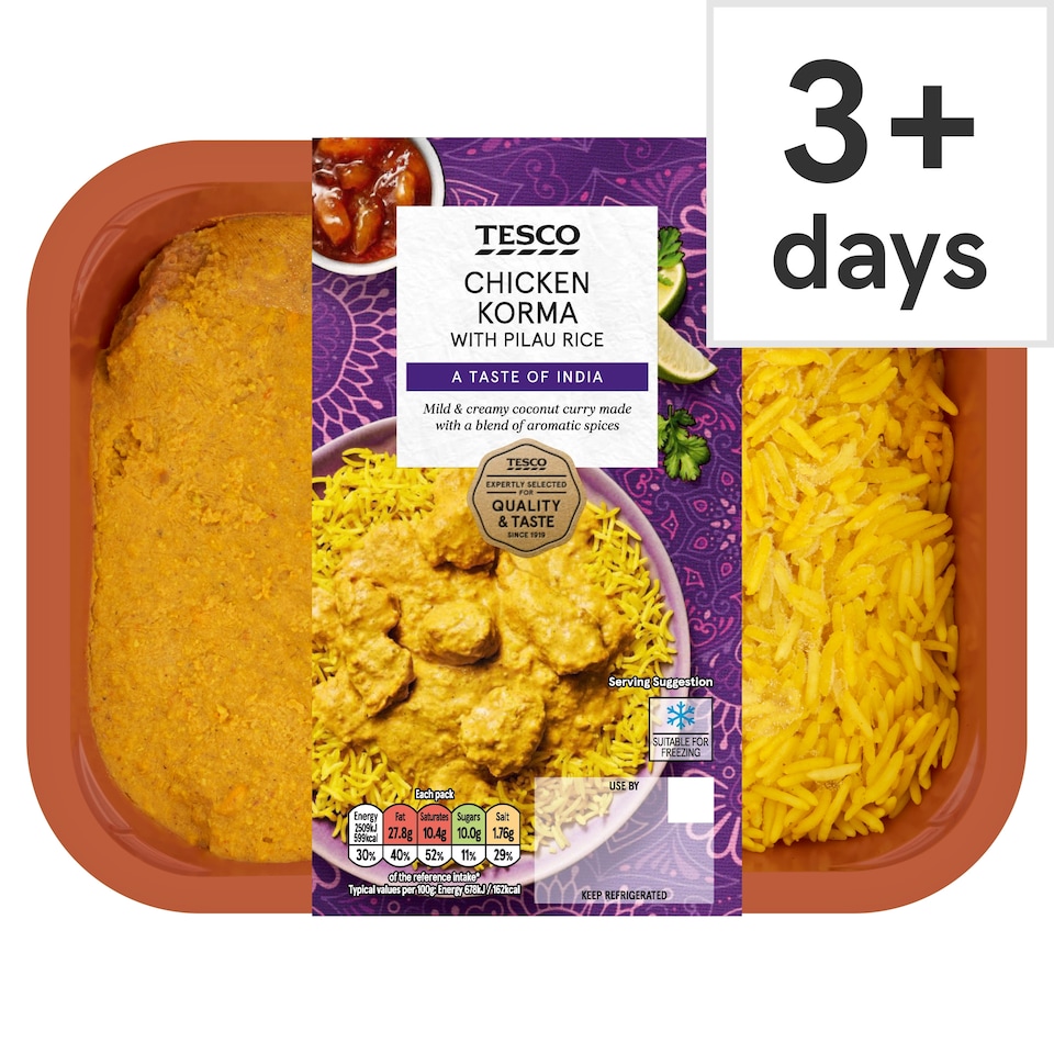 Tesco Chicken Korma With Pilau Rice 400g