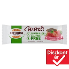 Cerbona gluténmentes, laktózmentes epres-chia magos müzliszelet 35 g