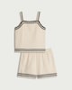 image 4 of F&F Girls 2-Piece Pure Cotton Contrast Trim Top and Shorts Set in Cream