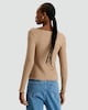 image 4 of F&F Ribbed Frill Accent Long Sleeved Top in Brown