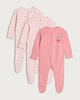 image 1 of F&F Baby 3-Pack Pure Cotton Cherry Print Long Sleeved Sleepsuits in Pink