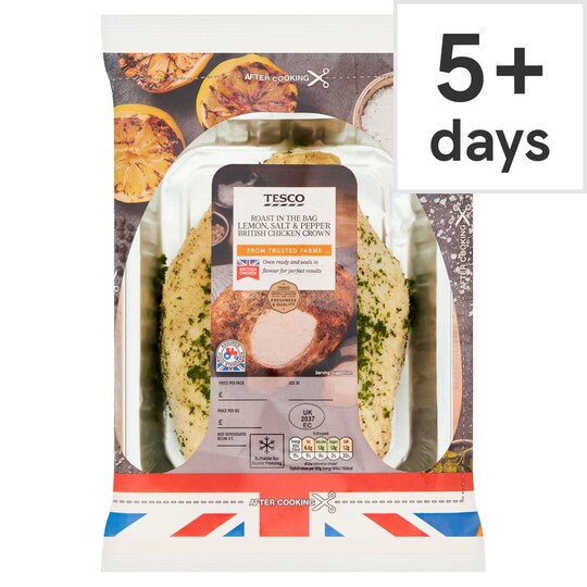 Tesco British Chicken Crown With Lemon Salt & Pepper 700G Tesco Groceries