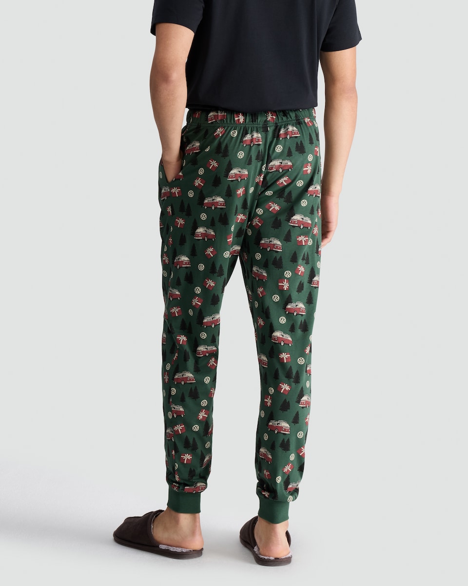 image 1 of Volkswagen Christmas Print Pure Cotton Pyjama Bottoms in Multi