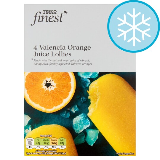Tesco Finest Valencia Orange Juice Lollies 4 X 73Ml Tesco Groceries