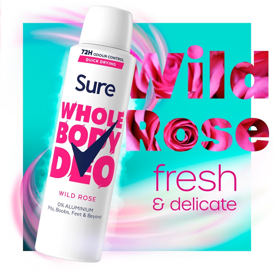 image 1 of Sure Women Wild Rose Whole Body Deodorant Spray 72h Odour Control 150ml