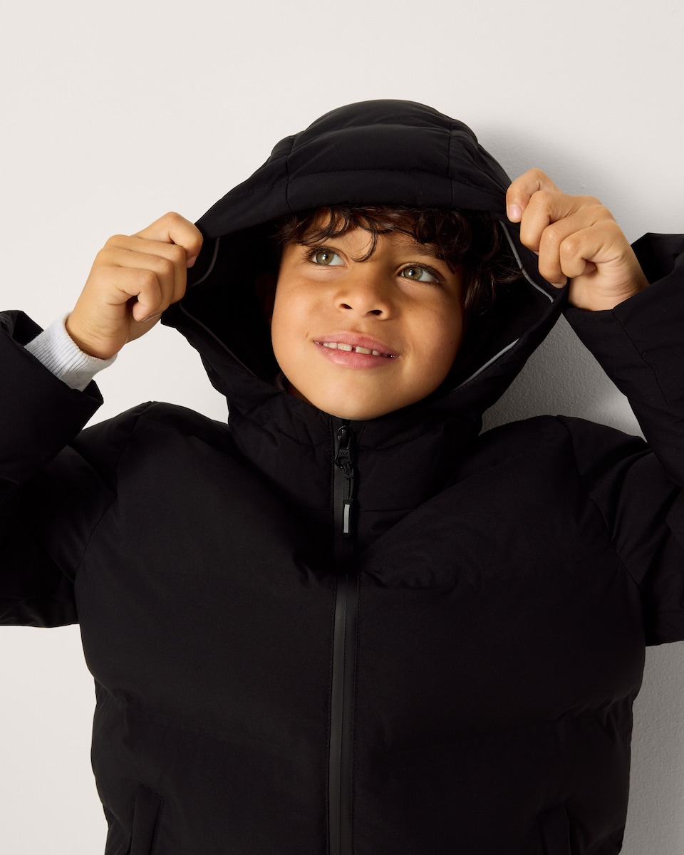 image 1 of F&F Boys Padded Hooded Jacket in Black