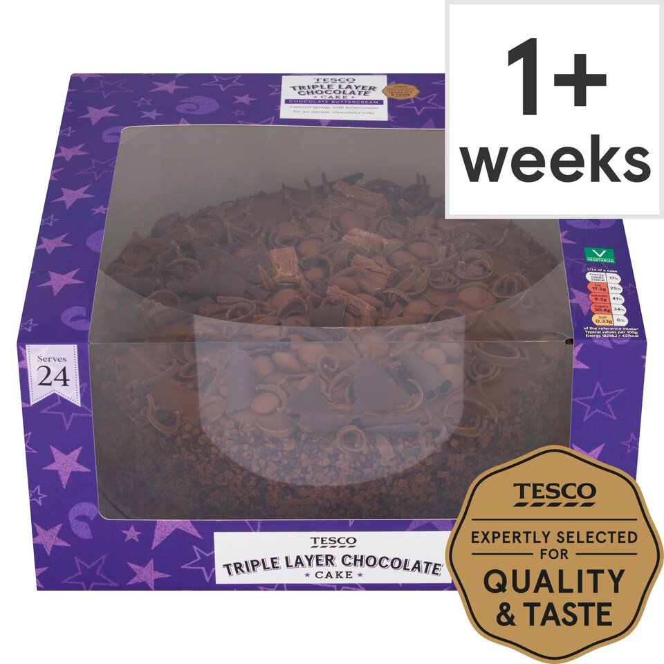 Tesco Triple Layer Chocolate Cake 24 Servings