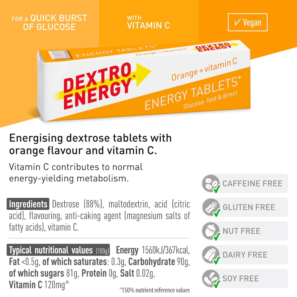 image 1 of Dextro Energy Orange + Vitamin C Dextrose 47G Tablets