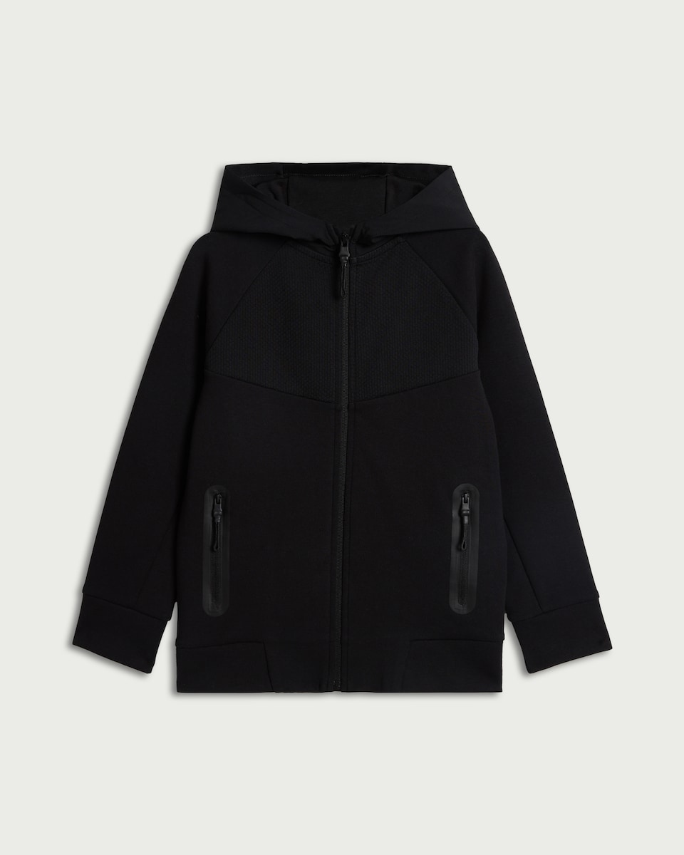 image 1 of F&F Active Boys TECHSPORT Cotton Rich Hoodie in Black