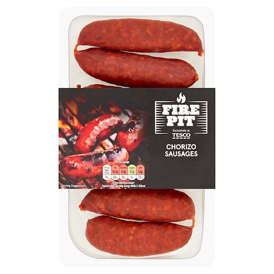 Tesco Fire Pit Chorizo Sausages 6Pack 300G Tesco Groceries