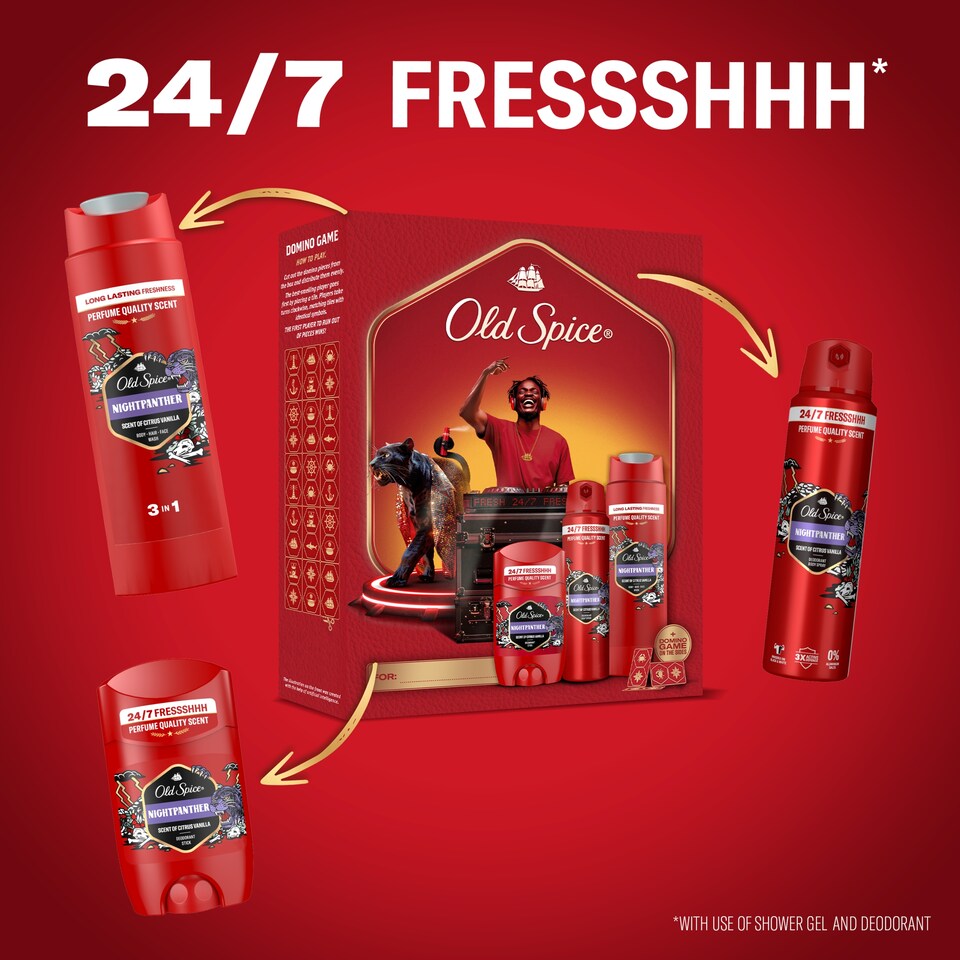 image 1 of Old Spice DJ Gift Set With Night Panther Deodorant Stick, Spray, Shower Gel