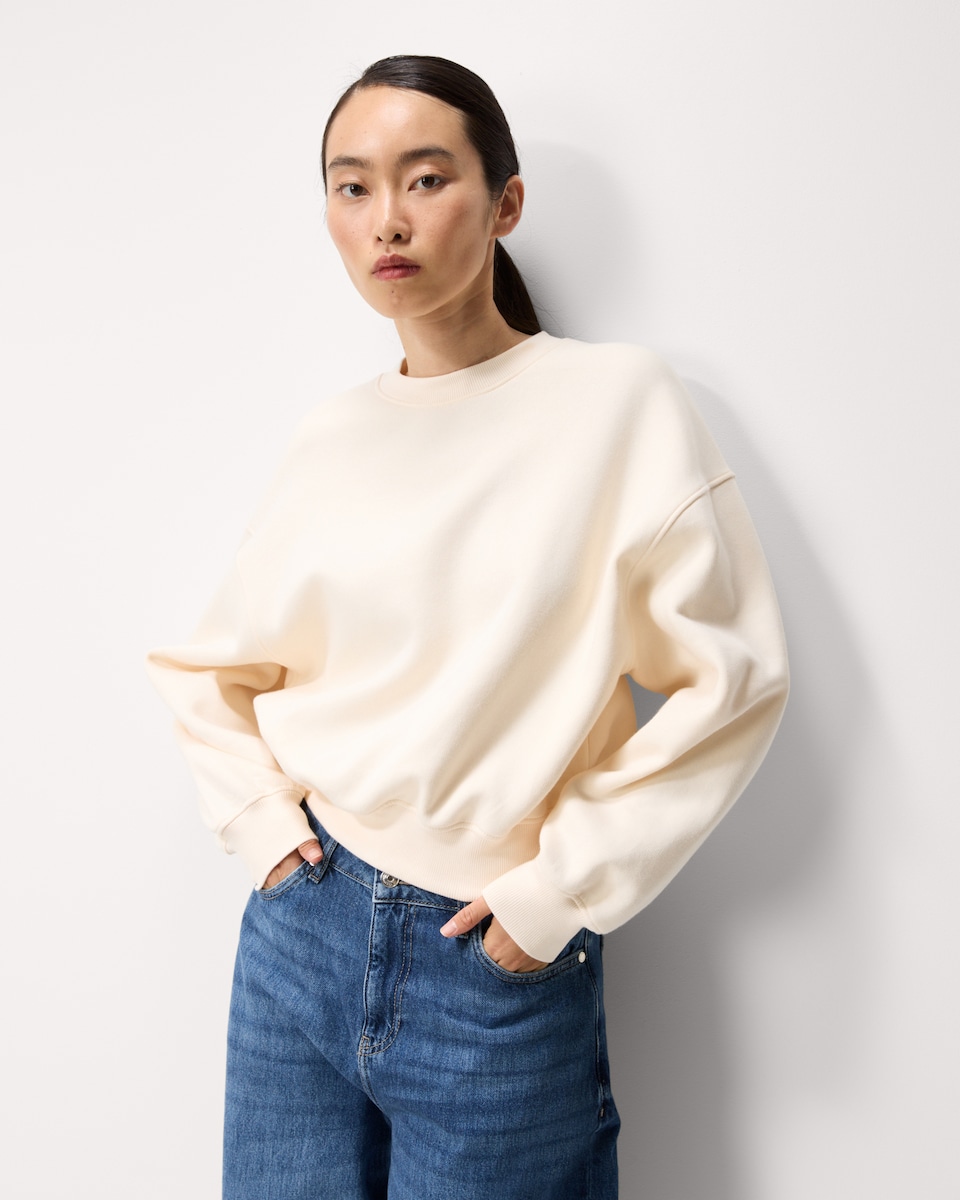 image 1 of F&F Cotton Rich Crew Neck Sweatshirt in Cream