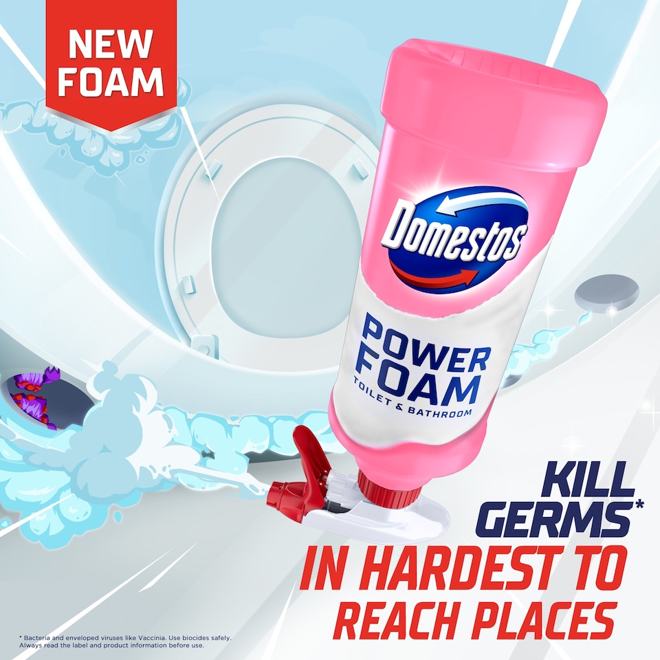 image 1 of Domestos Power Foam Toilet and Bathroom Floral Burst 450ml