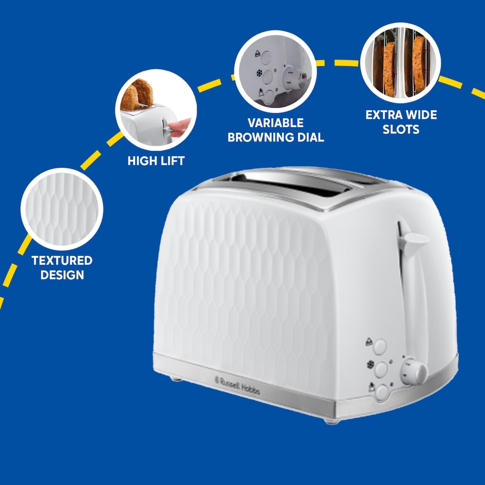 image 1 of Russell Hobbs Honeycomb Toaster White