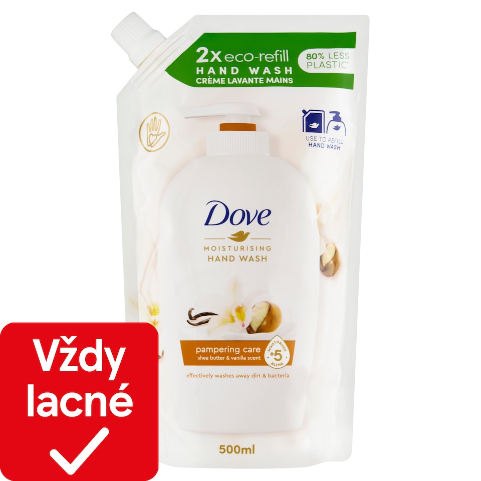 obrázok 1 z Dove Pampering Bambucké maslo a vanilka Tekuté mydlo náhradná náplň 500 ml