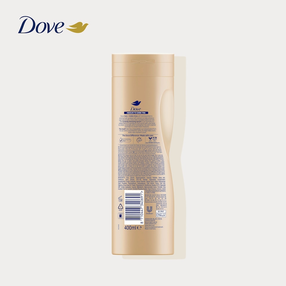 image 1 of Dove Visibleglow Gradual Self Tan Medium To Dark 400Ml