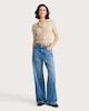 image 2 of F&F Button Up Short Sleeved Cardigan in Stone