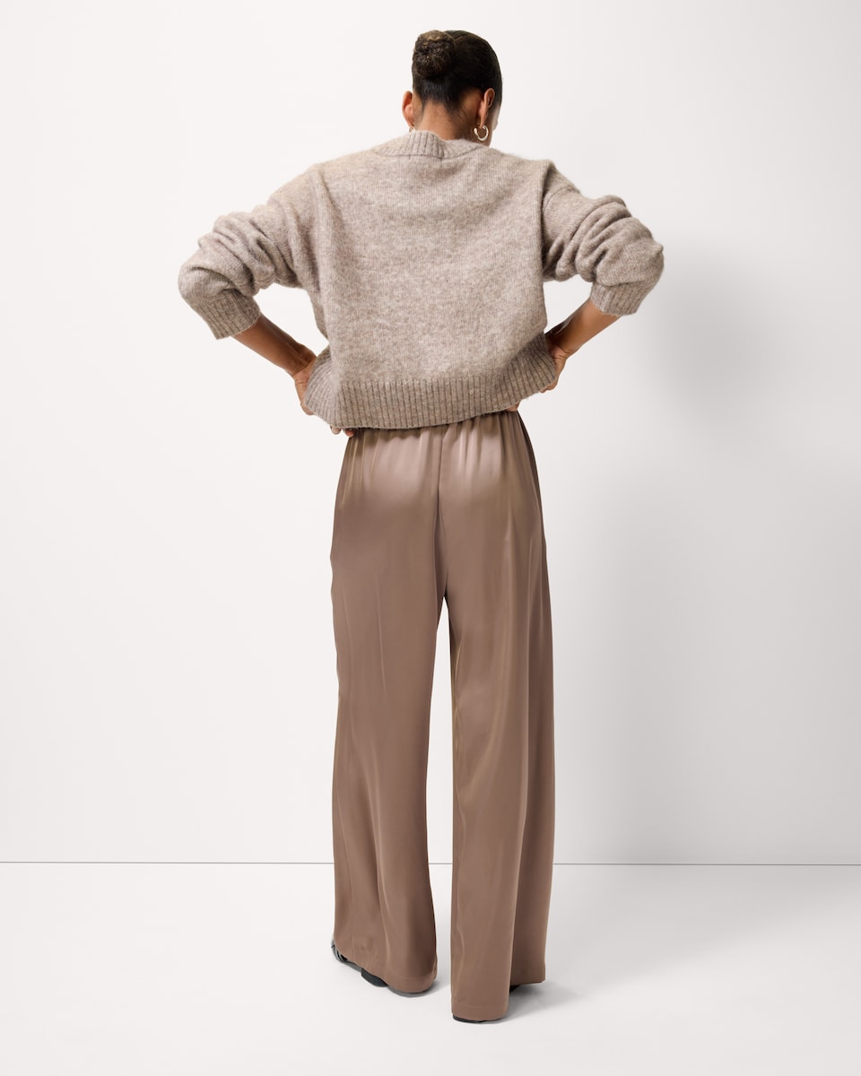 image 1 of F&F Satin Wide Leg Trousers in Mink
