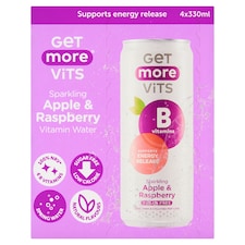Get More Vits B Vitamins Sparkling Apple & Raspberry 4 x 330ml