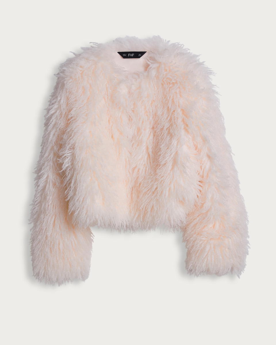 image 1 of The F&F Edit Faux Fur Cropped Jacket in White
