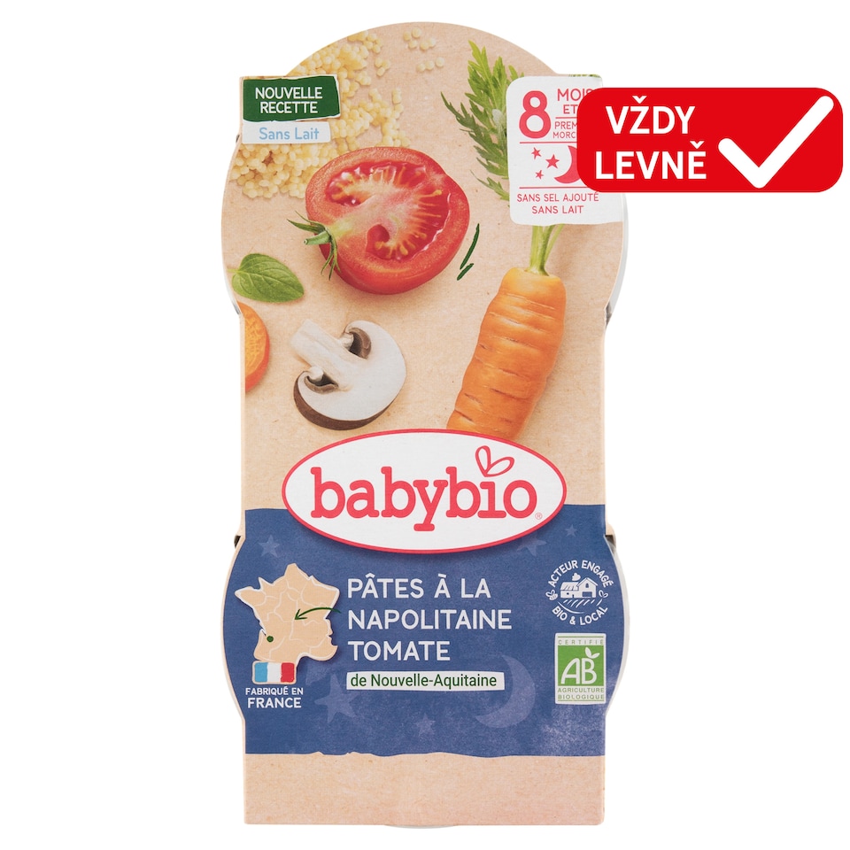 Babybio Bio večerní menu neapolské těstoviny 2 x 200g