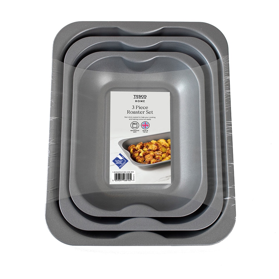 Tesco 3 Pack Roaster Set 28Cm 33Cm 38Cm