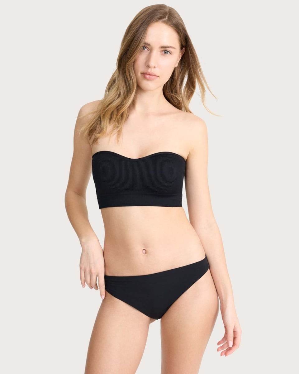 image 1 of F&F 2-Pack Contour Seamfree Ribbed Bandeau Crop Tops in Multi