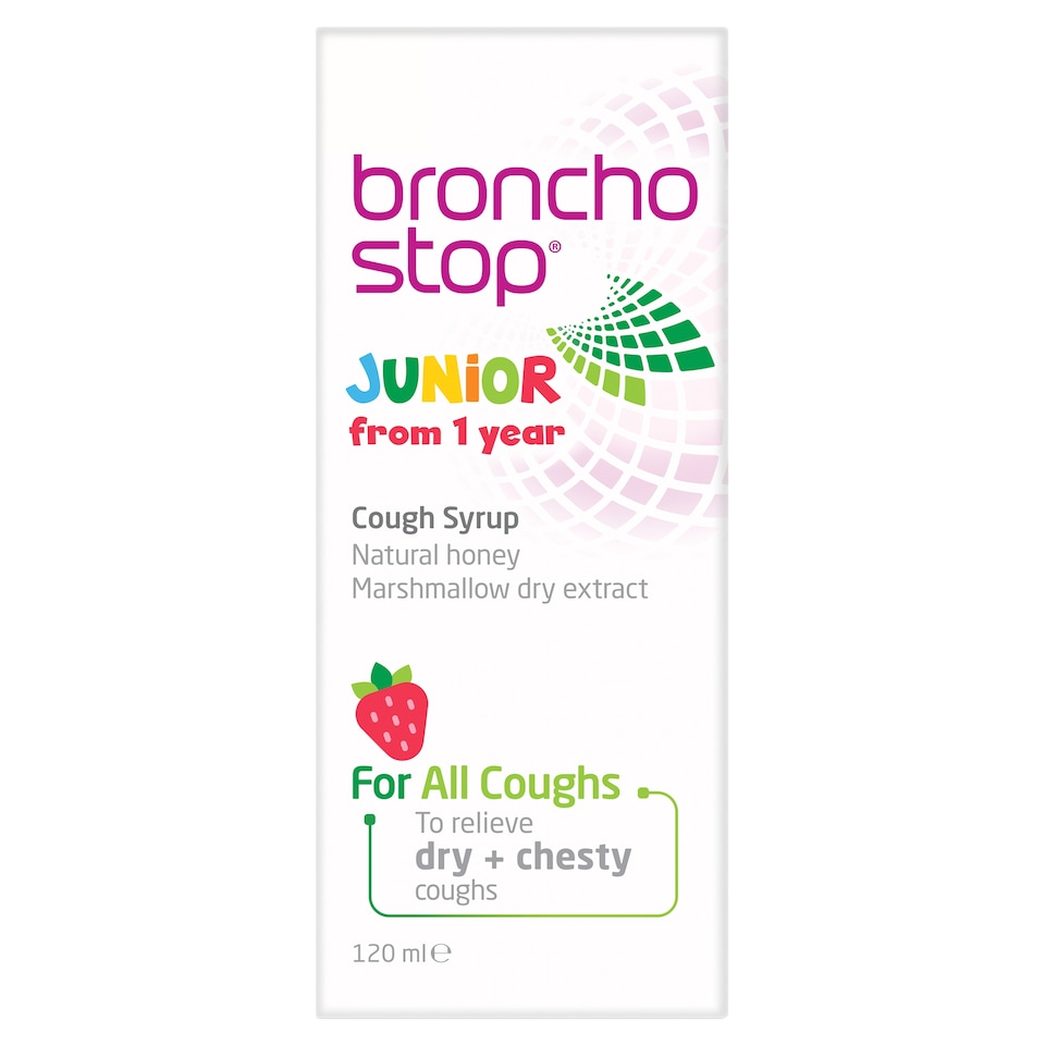 Bronchostop Junior Cough Syrup - Natural Honey & Marshmallow Extract 120ml