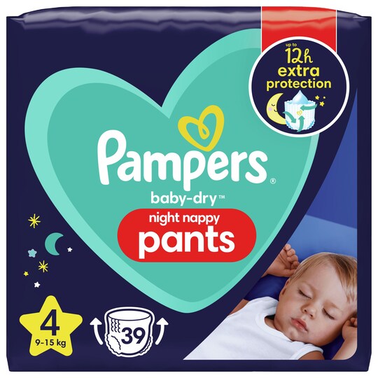 Pampers Baby Dry Size 4 Night Time Nappy Pants 39 Nappies Tesco Groceries