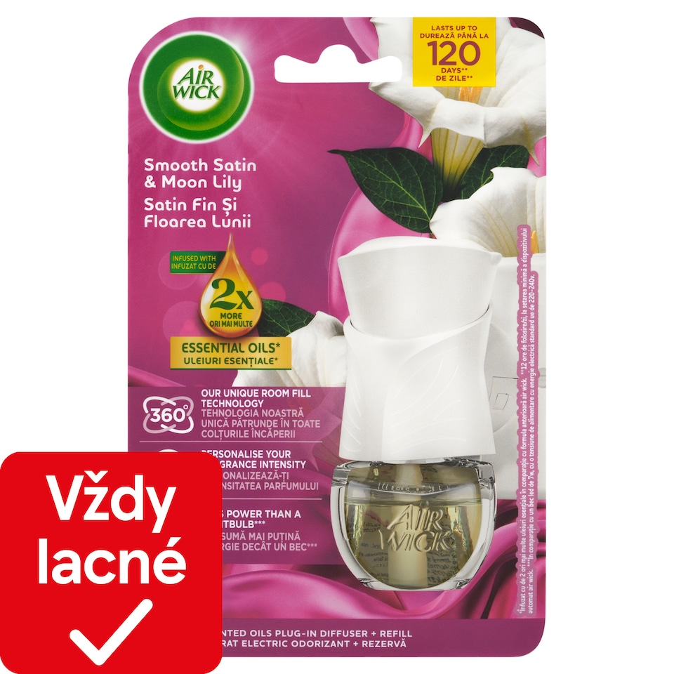obrázok 1 z Air Wick Elektrický osviežovač vzduchu strojček a náplň jemný satén a mesačná ľalia 19 ml