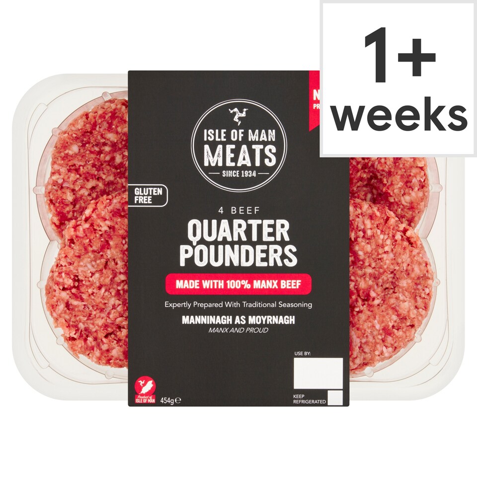 Isle Of Man Meats 4 Beef Quarter Pounders 454g