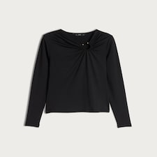 F&F Polyamide Ring Detail Long Sleeved Top in Black