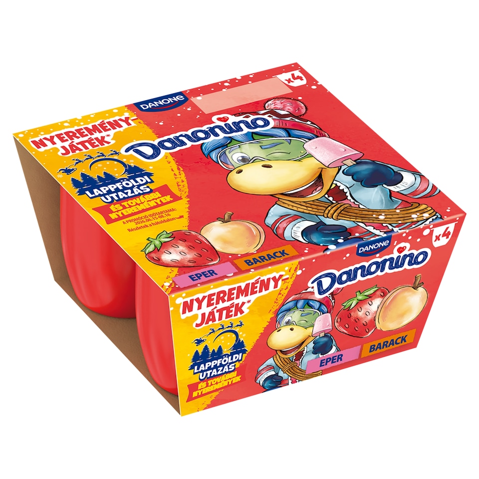 Danone Danonino epres, sárgabarackos tejkészítmény hozzáadott kalciummal és D-vitaminnal 4 x 50 g 