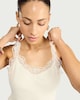 image 1 of F&F Cotton Rich Lace Trim Vest in Cream