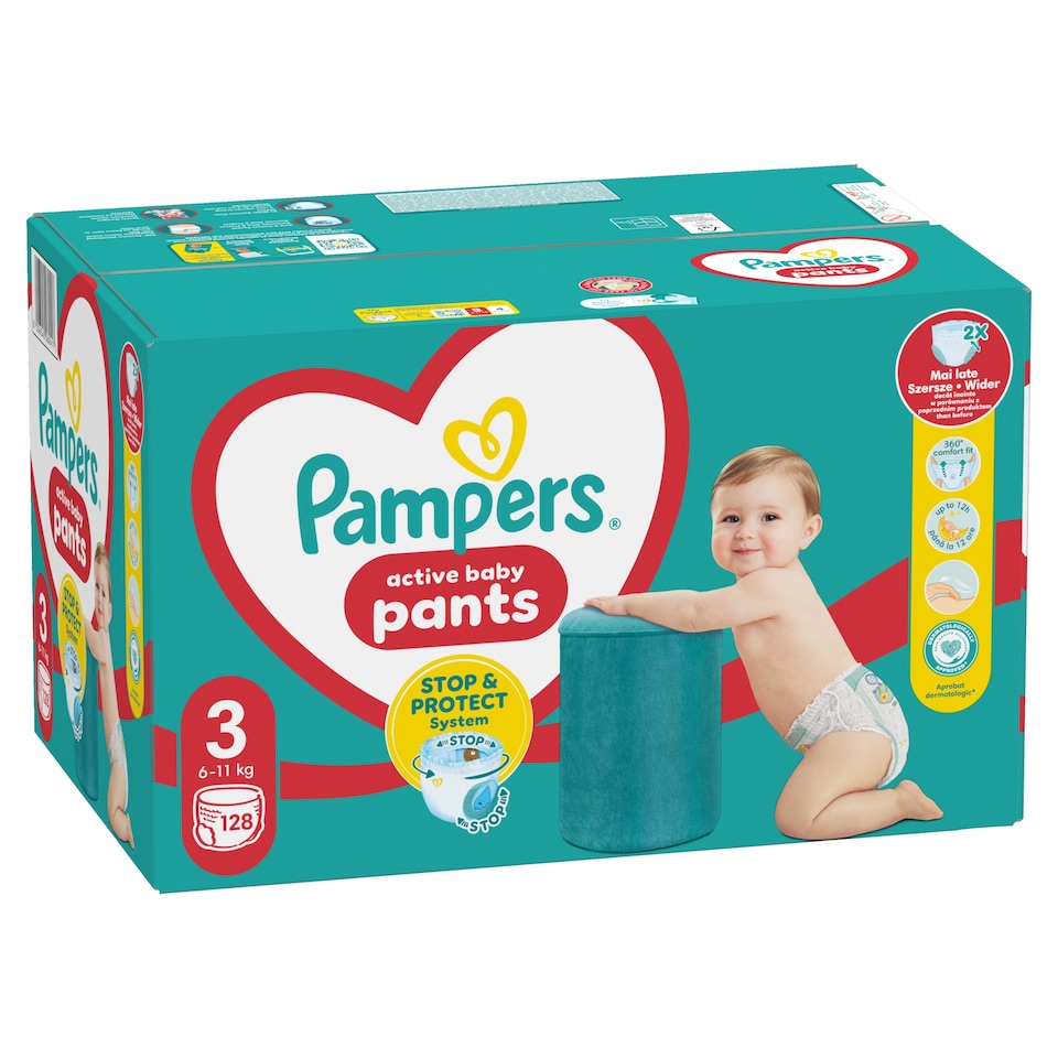 image 1 of Pampers Active Baby Pants Size 3, 128 Nappies, 6kg-11kg