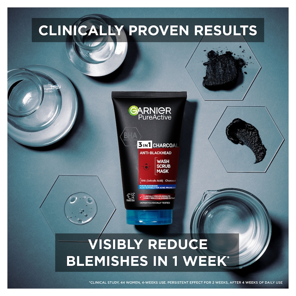 image 1 of Garnier Pure Active 3 In 1 Charcoal Face Wash 150Ml