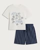 image 4 of F&F Boys 2-Piece Pure Cotton À La Playa T-Shirt and Striped Shorts Set in White