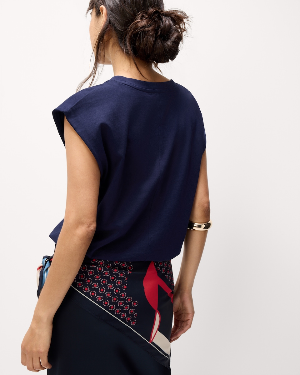 image 1 of F&F Pure Cotton Adjustable Hem Top in Navy