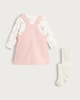 image 2 of Disney Minnie Mouse 3-Piece Pure Cotton Pinafore, Bodysuit and Tights Set in Pink