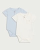 image 1 of F&F Baby 2-Pack Organic Cotton Rich Ribbed Bodysuits in Blue