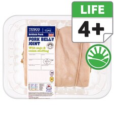 TESCO            PORK STUFFED     BELLY           