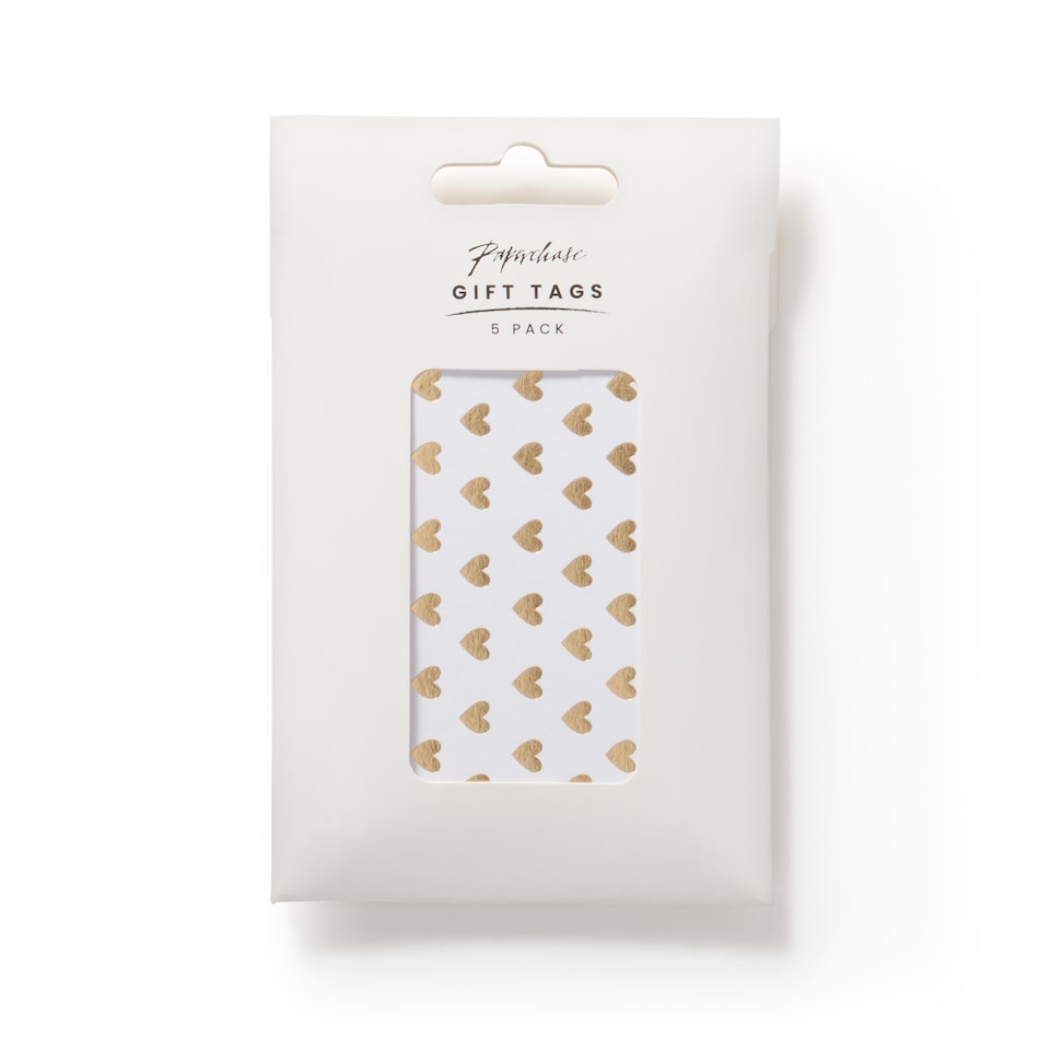 image 1 of Paperchase 5PK Envelope Gift Tags - Gold Heart