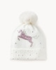 image 1 of F&F Girls Unicorn Embellished Beanie in Cream