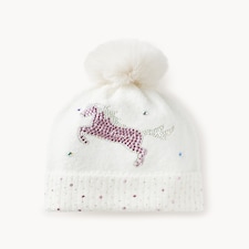 F&F Girls Unicorn Embellished Beanie in Cream