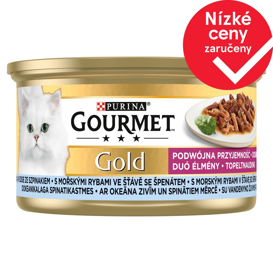 GOURMET Gold s mořskými rybami ve šťávě se špenátem 85g