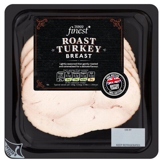 Tesco Finest British Roast Turkey Breast 125G Tesco Groceries