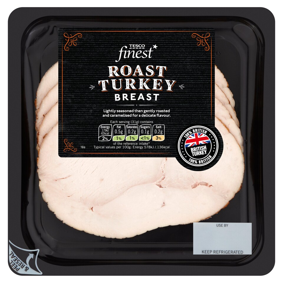Tesco Finest British Roast Turkey Breast 125G Tesco Groceries